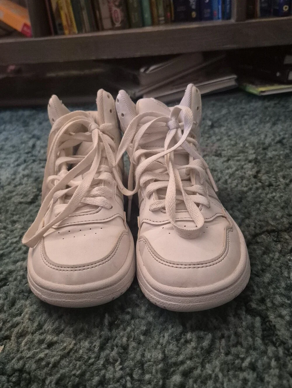 Adidas Toddler White High Top Sneakers Lace Up Size 13K